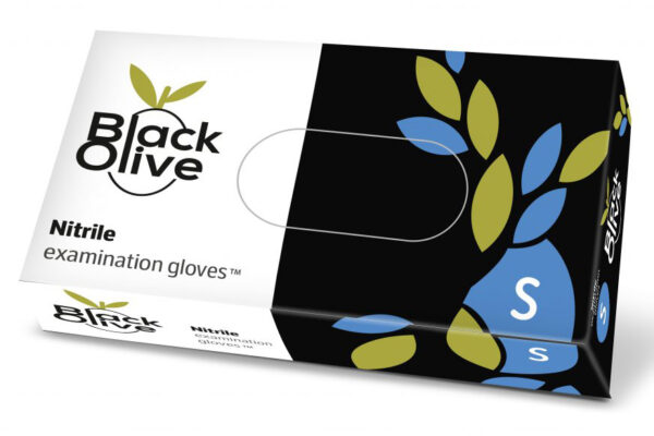 Rękawiczki nitrylowe czarne jednorazowe Black Olive_S